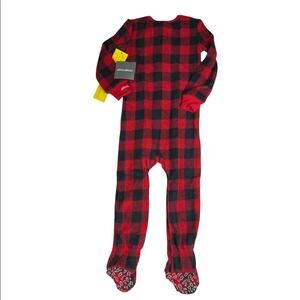 Eddie Bauer Kids Brushed Buffalo Plaid Waffle-Knit Footed Sleeper Sz 12-18 M